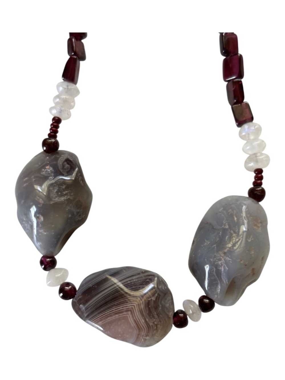 Beaded/Agate Necklace Sterling Toggle